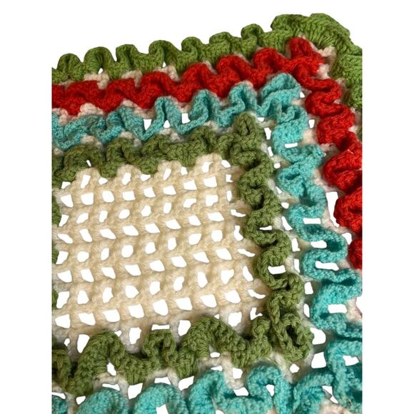 Vintage 1970s Handmade Crocheted Doily 14 Inches Square - Picture 5 of 7